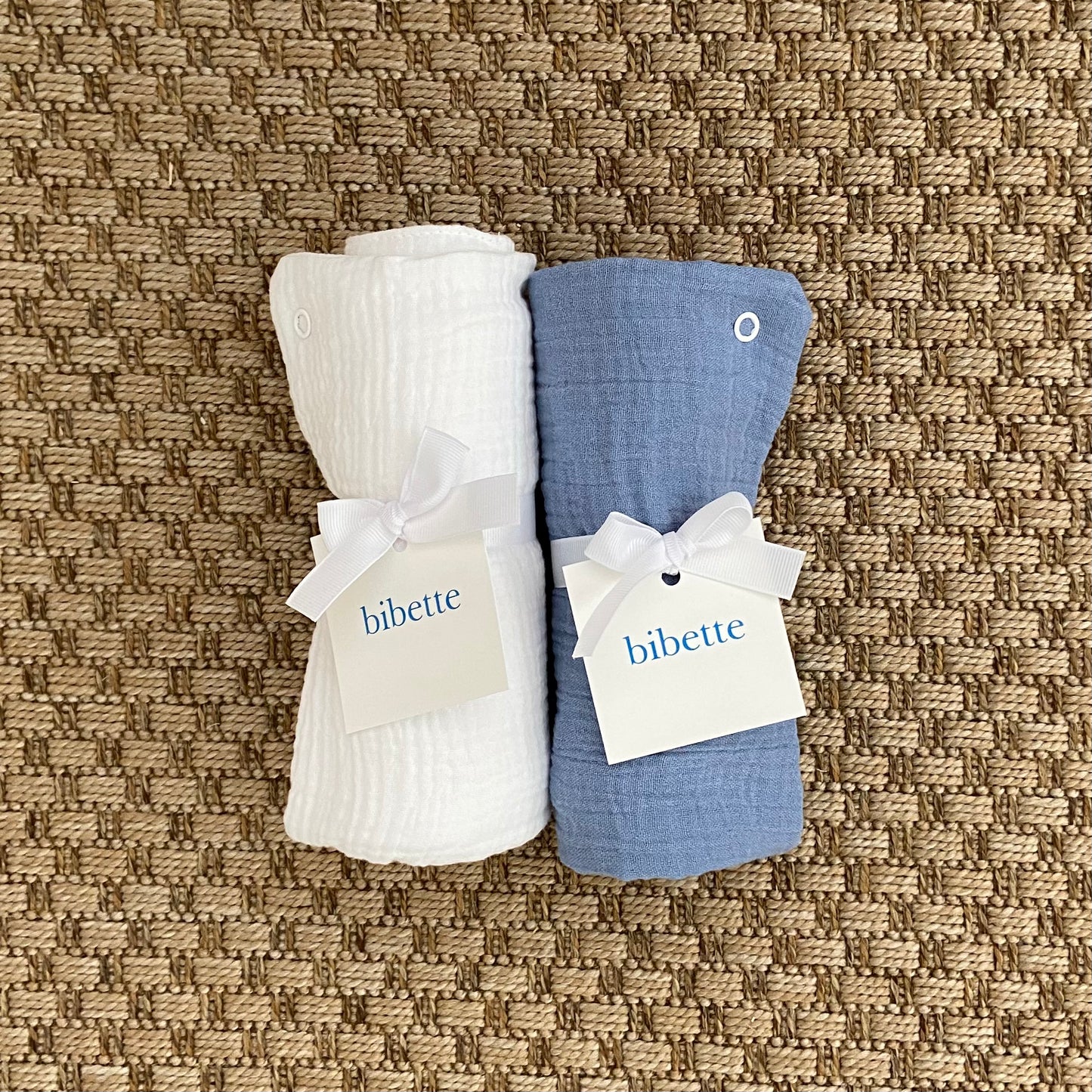 The Bibette Set - White & Steel Blue